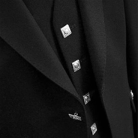 Mens Argyle Jacket Vest Black Scottish Jacket Formal Wear Classic Jacket NEW - Picture 8 of 10